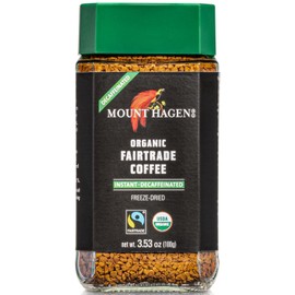Mount Hagen 3.53oz Organic Freeze Dried Instant Decaf Coffee | Eco-friendly, Fair-Trade Decaffeinated Coffee Made From Organic Medium Roast Arabica Beans [3.53oz Jar]