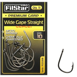 PRO FILSTAR 10 Piece Fishing Hook Set Wide Gape Straight N10 - Hooks for Carp Fishing - Carp Fishing Accessories - Pop Up Boilies Carp Hooks - Carp Fishing Hooks - Fishing Accessories Carp - Carp Rigs
