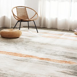 Carvapet 8x10 Browm Grey Rug Large Washable Area Rugs for Living Room Bedroom Dorm Rug Ultra Soft Modern Abstract Rug Indoor Low Pile Carpet Non-Shedding Non-Slip Boho Rug with Rubber Backing