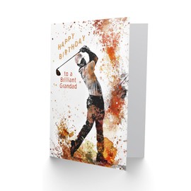Artery8 Happy Birthday Card to a Brilliant Grandad Golf Lover Tee Shot Driver Swing Golfing