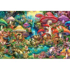 Buffalo Games - Aimee Stewart - Merry Mushroom Village Picnic - 2000 Piece Jigsaw Puzzle for Adults Challenging Puzzle Perfect for Game Nights - Finished Puzzle Size is 38.50 x 26.50