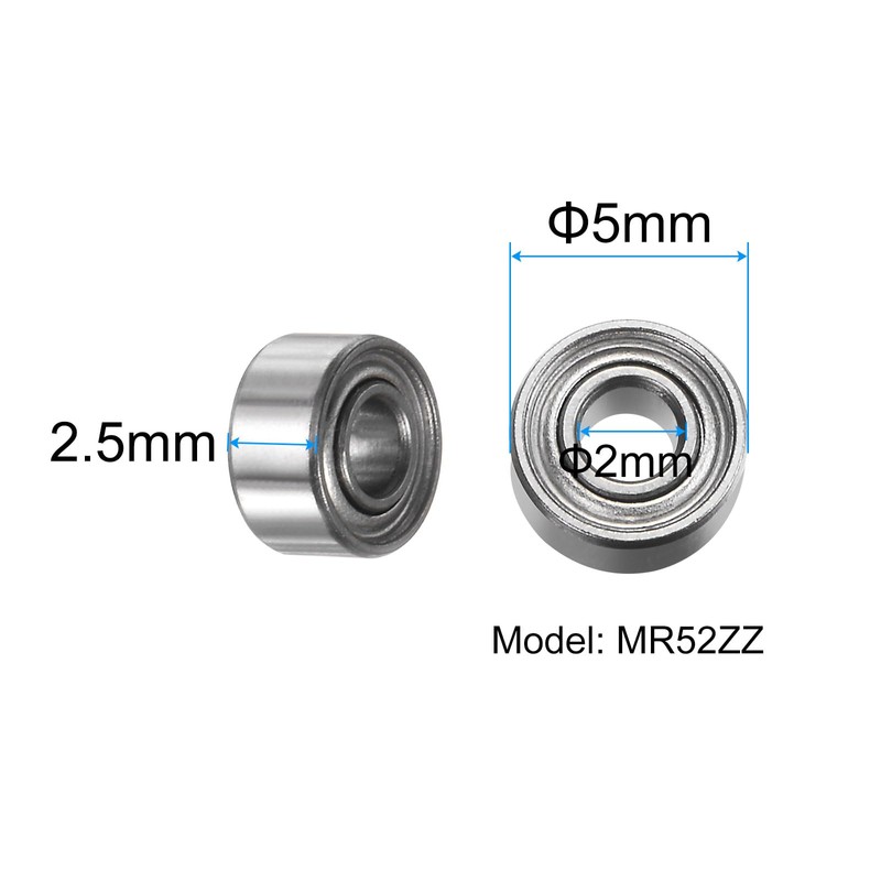 sourcing map 20pcs MR52ZZ Deep Groove Ball Bearings 2x5x2.5mm Chrome