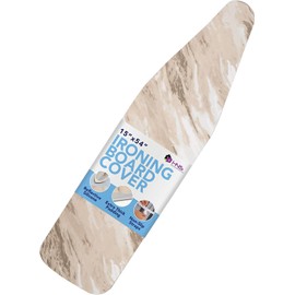 HOLDN’ STORAGE Ironing Board Cover and Pad - Iron Board Cover with Padding 15" x 54" - Iron Board Cover Large Fits All Standard Sizes - Heat Reflective Iron Pad for Table Top. Beige Marble.