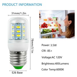 YEGRUEB KEI D34L LED Refrigerator Bulb Replacement, Fit for Frigidaire Electrolux 5304511738 White Light 6000K,2PCS
