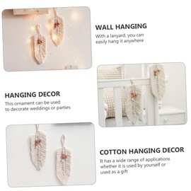 GRIRIW 1pc Handmade Cotton Leaf Wall Hanging Ornament Chic Wall Weaving Decoration for Bedroom Living Decor Natural Atmosphere for Home and Parties