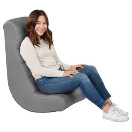 Factory Direct Partners 10489-GY Soft Ergonomic Horizontal Soft Video Rocker - Great for Reading, Gaming, Meditating, or TV for Kids Teens and Adults - Gray
