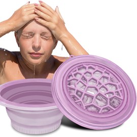Aizami Facial Ice Bath, Collapsible Bowl for Face Ice Bath with Built-in Icetray | Facial Ice Therapy for Acne Relief, Vagus Nerve Stimulation, and Pore Shrinking (Purple)