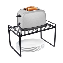 Spesh Kitchen Cupboard Shelf 33x21x18cm Cupboard Shelf Organiser Kitchen Countertop Storage Shelf Tabletop Metal Shelf for Kitchen Bedroom Bathroom(Black)