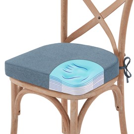 Nordjager 1 Pack Memory Foam Chair Cushions for Dining Chair, 17"x 16"x 2.5" Seat Pads for Kitchen and Dining Room, Blue Removable Cover