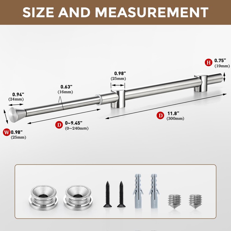 12" Valet Rod for Closet Pull Out, Adjustable Expandable Stainless
