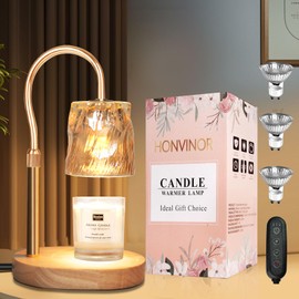 Honvinor Candle Warmer Lamp with Timer & Dimmer, Candle Warmer Height Adjustable, Fits All Jar Scented Candles, Candle Lamp with 3 Bulbs, Charming Gift for Home Decor