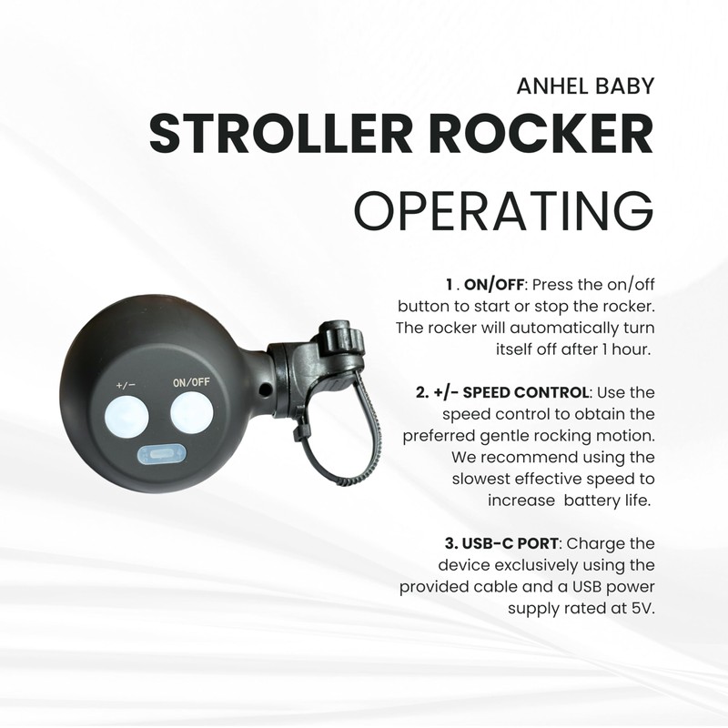 Rechargeable Stroller Pram Rocker, Portable Weatherproof Baby Sleep Device, Fits
