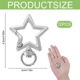 12 Pcs Star Carabiner Keychain, Y2K Silver Metal Keychain Accessories