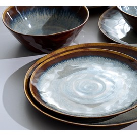 Gufaith Melamine Dinnerware Sets,12Pcs Plate and Bowl Set,Unbreakable and Lightweight Dish Set,Great for Camping and RV,BPA free,Dishwasher Safe(Sandy Brown)