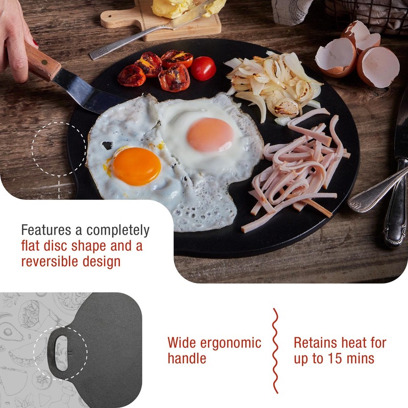 Victoria 15-Inch Cast Iron Tawa Dosa Pan, Pizza Pan with