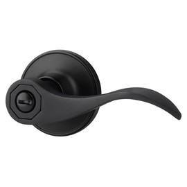 Gaurqiah Wave Style Privacy Door Handle with Privacy Lock, Keyless Door Lever for Bathroom/Bedroom in Matte Black Finish, No Key Reversible Lever for Left/Right Doors