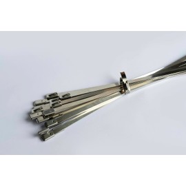 100 Pcs Metal Cable Ties, Heavy Duty Zip Ties, Premium Stainless Steel SS304, Self-Locking ,Corrosion Resistant ,Exhaust Tie Wraps (4.6x200mm)