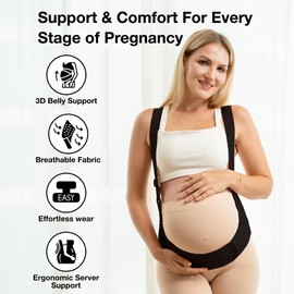 Pregnancy Belly Band – Maternity Belt & Belly Support Band for Pregnant Women – Adjustable Pregnancy Belt Support for Back & Pelvic Pain – Breathable Maternity Belly Band (Black, Medium)