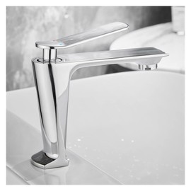 Basin Faucet Black Gold Bathroom Faucet Hot and Cold Brass Water Mixer Tap Copper Basin Water Sink Mixer Crane (Color : Chrome Short)
