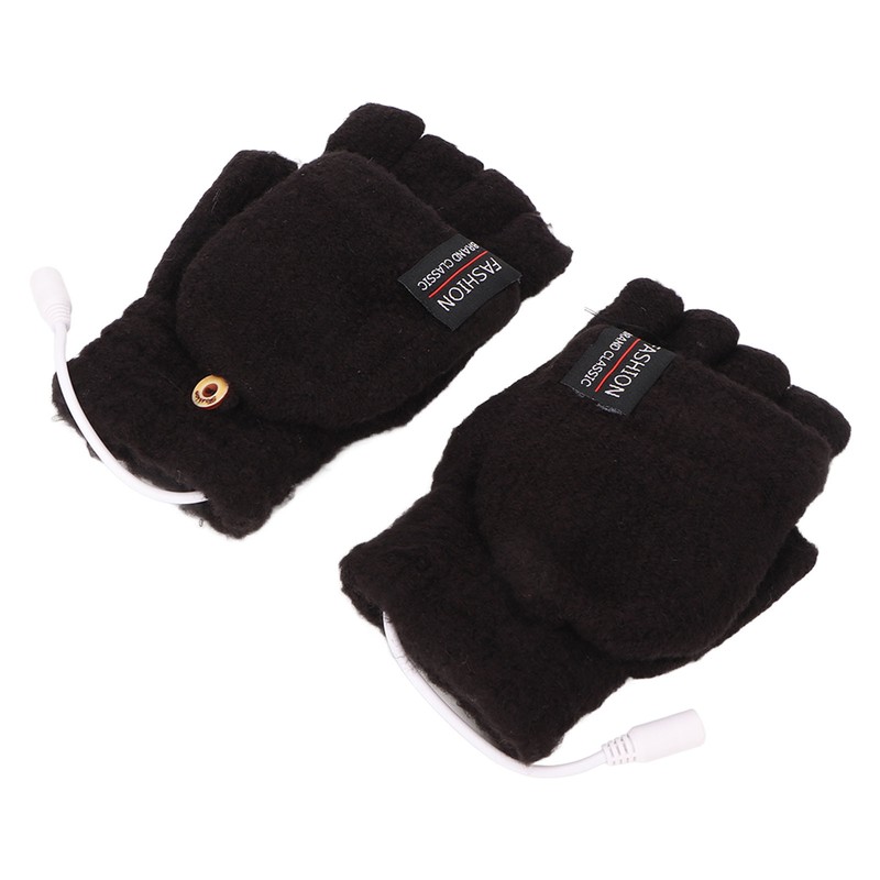 USB Heated Gloves Electric Half Hands Double Sided Heating Warm