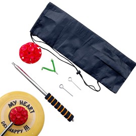 Disc Golf Retriever Pole - with Hook and Suction Cup - 10Ft extendable Disc Golf Pole, Disc Golf Accessory to Retrieve Discs in Water, Trees, Bushes Drawstring Bag Included (Suction Ball + Hook)