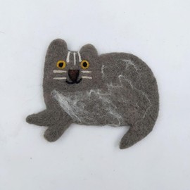 Cat Felt Wool Coasters for Drinks, Cute Kitten Coasters, Moisture Absorbent Drink Coasters for Coffee Table, Office or Home Dining Table (Grey)