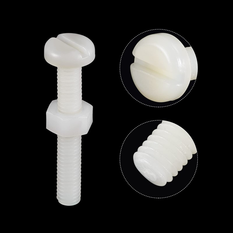 sourcing map 20 Pairs Nylon Screw Nut Assortment, M6x40mm Slotted