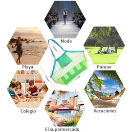 Bolso de playa y bolso de mano de malla Cheelom XL, adecuado para juguetes de playa