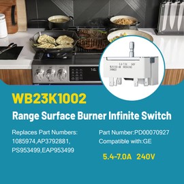WB23K10002 Range Burner Control Switch for GE 6 Inch Surface Element Switch Replaces 1085974 AP3792881 PS953499