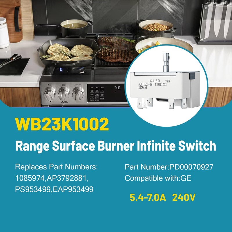 WB23K10002 Range Burner Control Switch for GE 6 Inch Surface