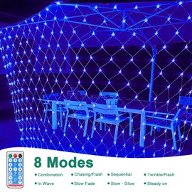 Hulaiyaa Waterproof Lights Chain Net Solar 96 LEDs, 1.5 x 1.5 m Remote Control Net Fairy Lights with Timer, 8 Modes Light Net Outdoor for Christmas Bushes Garden, Fairy Lights Outdoor Net Tree