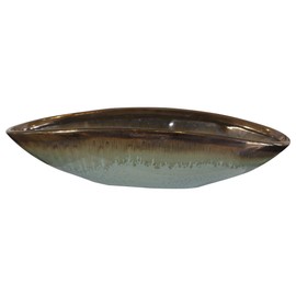 Uttermost 17855 Iroquois - 15.75 inch Bowl, Mint Green Glaze/Aqua Blue/Chocolate Brown Glaze Finish
