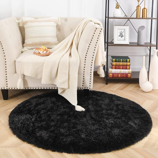MARATIP Plush Rug, Round, Fluffy Rug Round, Modern Living Room,