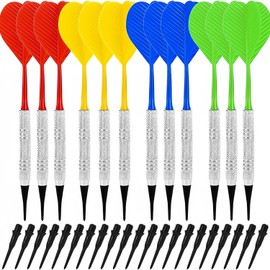 Zhenghebuy Darts with Plastic Tip, Portable Soft Darts Set with 100 Plastic Dart Tips, Soft Darts, Professional for Home, Bar, Arcade and More