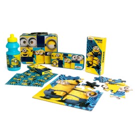 Minions Gift Set - Minions Lunch Tin Box, water bottle, puzzle, stickers, and Pencil Case.
