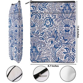 Floral Book Sleeve, Book Lover Gifts Book Cover, Flower Book Pouch Book Protector with Zipper, Book Club Gifts for Readers Women Female Her Bestie, Book Accessories Librarian Gifts