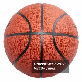 Longsail Youth Adults Size 7 Basketball, 29.5" Leather Basketballs with Pump for Indoor Outdoor (Brown, Size 7 (29.5"))