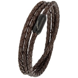 Simaru Leather braided Bracelet Classic Triple Wrap Braided Leather Bracelet for Men Women with Stainless Steel Clasp