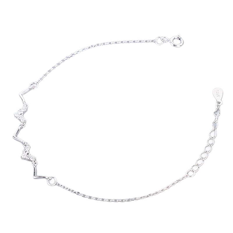 S925 Sterling Silver Heartbeat Wave Bracelet Geometric Wave Bling Fine