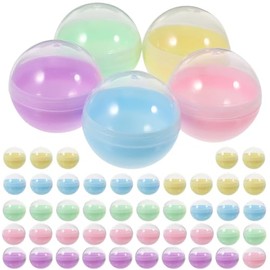 SEWACC 50Pcs 2Inch Plastic Fillable Ornament Ball, Twisted Empty Round Balls Multi-purpose Semitransparent Fillable Balls Plastic Candy Containers Assorted Color