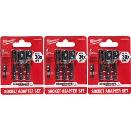 Milwaukee 48-32-5033 Power Drill Bit Extensions Shockwave Socket Adapter Set, 1/4", 3 Pack