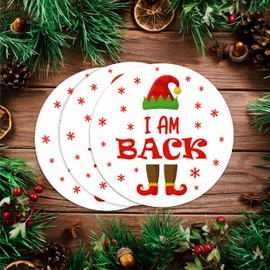Elf I'm Back Christmas Stickers, Custom Xmas Elf Stickers, Christmas Gift Labels, Round Christmas Party Favors, Christmas Gift Tag Sticker, VP3789