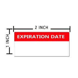 Besttile 1 X 2 Inch White and Red Expiration Date Label Sticker,Medication Instruction Labels,Date Open EXP Date,500Pcs