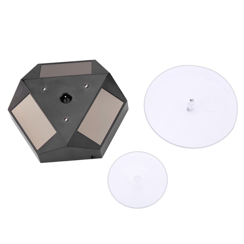 360 Rotating Solar Power Showcase LED Light Turntable Watch Jewelry