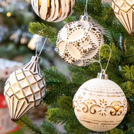 Hand-Painted 16PCS Shatterproof Christmas Ball Ornaments Set Assorted Sizes Designs for Holiday Decor Christmas Tree Ornamentcolor: Bronze Color