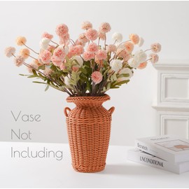 trytuny Fake Fall Flowers for Vase, Faux Silk Kiku Mums, Artificial Pom pom Floral Bouquets Indoor Centerpiece Office Coffee Table Boho Home Decorations (12, Mixed Cream)