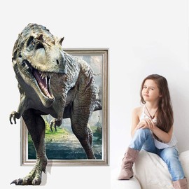 3D Dinosaurs Wall Stickers - MLM PVC Simulation Crack Hole Dinosaur Wall Decals for Mural Living Room Bedroom Kids' Room Nursery Decor Playroom Decor (Dino C)
