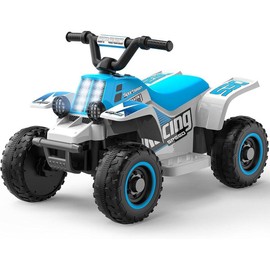 ANPABO 6V 7AH Kids ATV Ride On Toy, 4 Wheeler for Toddler w/Headlight, Forward & Reverse, Horn, Music Player, USB, MP3,  Ideal Gift for Toddlers Electric Rechargeable Fun Motorbike - Color: Blue