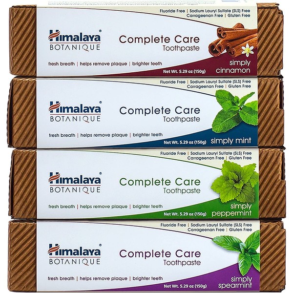 Himalaya Complete Care Toothpaste 5.29 oz/150 gm - Natural,Fluoride-Free & SLS-Free (Variety, 4 Pack)…