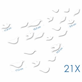 Window Stickers to Prevent Bird Collisions Bird Silhouettes Glass Door Protection and Bird Protection (White, 21 Silhouette Stickers)